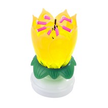 생일 케이크 기념일 회전 멜로디 연꽃초 (옐로우) 특이한 생일초 파티용품