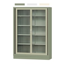 WJ 철제 유리진열장 W1170 사무용 캐비넷 수납 장식장, 아이보리