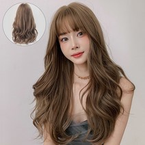 Keka 전체 가발 통가발 긴머리 여성 웨이브 머리 65cm 가발망 거치대 세트 헤어핀 빗 포함, 1개, 에쉬 브라운