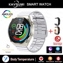 스마트밴드 혈당 스마트 워치 남자 심전도 모니터 혈압 체온 스포츠 방수 피트니스 트래커 Smartwatch, [04] Silver Steel B 2