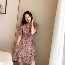 랩원피스 꽃무늬플라워 봄여름 비치 로브 미니 투웨이