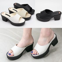 벨루치슈즈 여성 수제화 소가죽 7cm 가보시 통굽 슬리퍼 뮬 샌들 웨지슬리퍼