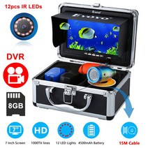 Eyoyo-7 인치 수중 낚시 카메라 1000TVL 30M 방수 LED 조명 조절 가능 겨울 얼음, 04 15M Cable With DVR