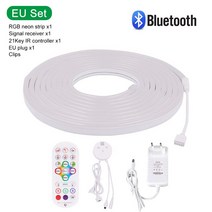 네온플렉스 유연한 RGB LED 네온 스트립 빛 블루투스 APP 스마트 컨트롤 방수 12V 음악 DIY 홈 장식, [01] EU Set, [06] 5m