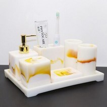 호텔 욕실 수지세트 욕실 액세서리 세트 수지 소재 비누 디스펜서 칫솔 홀, 7 Pieces Set C