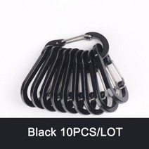 10PCS 6PCS 버클 훅 등산 Carabiner 키 체인 야외 캠핑 등반 스냅 클립 잠금 낚시 도구 장비, CN, Black 10PCS