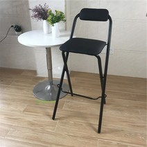 원목 접이식 홈바의자 아일랜드식탁 의자 높은의자 폴딩 체어 우드 스툴 낚시용 캠핑용 카페의자 간이의자 휴대용 의자 철제 원목 체어, 정사각형 앉은키 높이65cm/ 올 블랙(방석커버)