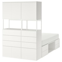 이케아 PLATSA 플랏사 침대프레임+도어6/서랍12 - 화이트/폰네스 140x244x203 cm