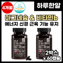 고함량 산화 마그네슘 영양제 마그비 보충 비타민b 팔 다리 손 발 쥐날때 저릴때 눈가 눈밑 눈 경련 떨릴때 필수 마그네슘 칼마그 칼마디 활력 에너지 눈떨림 영양제 추천, 2박스, 60정