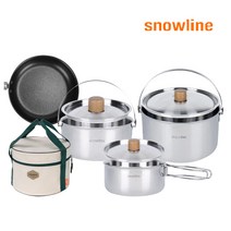 스노우라인 통 5중 스텐 코펠 세트 XL /스텐레스코펠, 1개