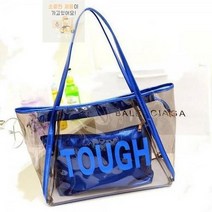 HL) 블루 비치백 TOUGH 숄더백 투명백 쇼퍼백 파우치