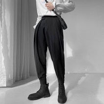 럭셔리 남성 패션 하렘 드레이피 플리츠 바지 블랙 화이트 탄성 허리 테이퍼 캐주얼 스트리트웨어 의류