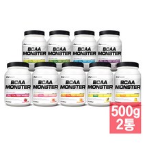 BUP BCAA몬스터 500g 2통 소다맛/파인애플/레몬/포도/복숭아/사과/오렌지/체리/망고 아미노산 헬스보충제 BCAA, 소다, 오렌지