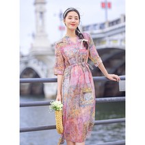 여름 비치 보헤미안 원피스 레트로 모시 여디자인 -99573
