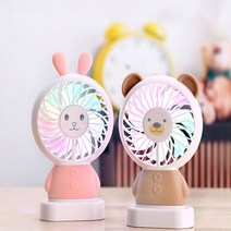 홀렌24 LED 캐릭터 모찌모찌 핸드 휴대용선풍기, 블루(고양이)