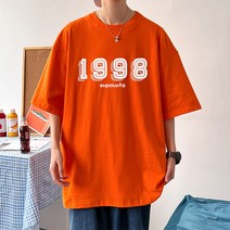 여름옷 원숙풍 숫자 프린트 루즈핏 순면 반팔 티셔츠