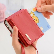 플립백 카드 지폐 수납 고급 천연 가죽 지갑 손목 스트랩 케이스