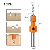 1pc 8mm 생크 HSS 목공 카운터 싱크 라우터 비트 나사 추출기 목재 밀링 커터용 Remon 철거, [03] 3.2X8