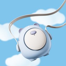 여름 홀터 선풍기 통통곰 핸드 usb 미니 선풍기 귀여운 캐릭터, 하늘색, 로고 등 맞춤 제작 가능