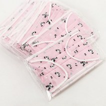 아동용 개별 포장 3중 필터 일회용 팬더 캐릭터 마스크 소형 핑크 50매 1박스, 50개, 50개