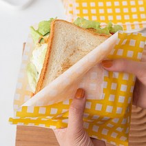 기타 샌드위치 유산지 토스트 봉투 햄버거 종이 포장 용지, 옐로우체크, 50매