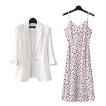 크롭자켓세트 린정장세트 여자린넨셋업 우아한 의류 여름 여성 우아한 레저 코트 세미정장