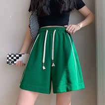 WZC 여름 여성 숏팬츠 스트링밴딩 와이드 A라인 반바지 트레이닝 캐주얼 빅사이즈 4컬러