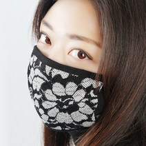 [블랙마스크] 장미레이스 323 / 패션마스크 방한 디자인마스크