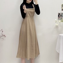 [3color/핏대박/겨울버전!] 도톰 스웨이드 플리츠 스퀘어넥 허리끈 뷔스티에 주름 롱 원피스 하객 데이트