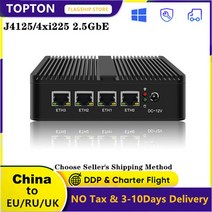 미니PC 팬리스 4 LAN 2.5G 미니 PC 셀러론 J4125 인텔 i225 2500M 가상 기계 VPN 방화벽 기기 OPNsense Openwrt pfSense 라우터, [03] No System, [03] UK, [04] 4GB DDR4 128GB SSD
