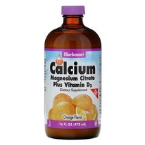 Bluebonnet Nutrition 액상 칼슘 시트르산 마그네슘 플러스 비타민 D3 천연 오렌지 향 16 fl oz (472ml) 2팩