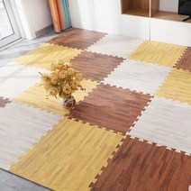 국내 16장 지내 행복하게 조립매트(31cmX31cm 우드 층간소음 EVA 이웃과 없이 1세트) 퍼즐, ◑우드매트옐로우(31cmX31cm16개)