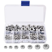 320PCS 미터법 304 스테인레스 스틸 육각 너트 구색 키트 나사 볼트 (M2 M2.5 M3 M4 M5 M6 M8), 하나, 은