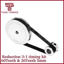 20t5mm 타이밍 벨트 풀리 gt2 60teeth 20teeth reduction 31/13 3d 프린터 액세서리 벨트 폭 6mm 보어 5mm 동기식 휠, (200007695)20T5-60T8-400mm