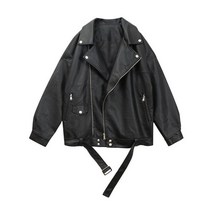 가죽 자켓 롱 셔츠형 바이크 sungtin korean faux leather jacket women belt oversize bf style punk pu women39s