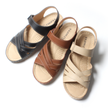 [쌈지] 발편한 스티치 스트랩 샌들 (통굽)