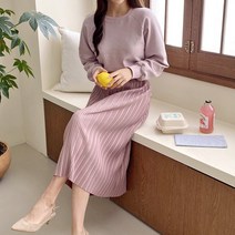 여자 페미닌 데일리 심플한 모던 주름 시보리 롱원피스