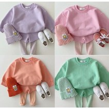 [라엘이네 가게] 2021 유아 아동 키즈 남여공용 트레이닝 북유럽풍 등원룩 활동복 상하복세트 (모자별도)