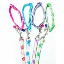 작은강아지 꽃무늬산책줄 예쁜목줄 새끼강아지목줄 불독목걸이 애견목줄