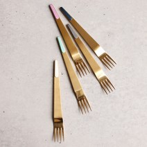 바니홈 쁘띠 홈카페 브레드 과일 디저트 포크 카페포크, 1개, 골드 포크 - 아이보리