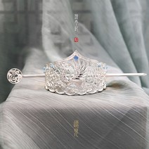 사극 촬영 헤어 장식 비녀 상투관 고풍머리 헤어핀, 은백색, 1개