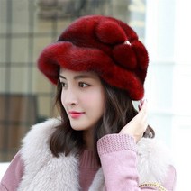 페도라모자 따뜻하고 두꺼운 겨울 모피 모자 숙녀 수입 밍크 어부