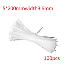견고한 100 개 5X150/200/250mm 흰색/검정색 우유 케이블 와이어 지퍼 타이 자동 잠금 나일론 너비 3.6mm, 한개옵션1, 02 WT 200mm
