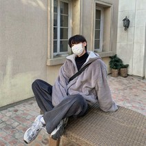 집업후드 양털후드 대형 겨울 스키장 캠핑 잠옷 커플