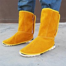 용접화 용접 찍찍이 작업화 경량 볼넓은 남성 남자 방수, R48-옐로우 소가죽 벨크로 26CM