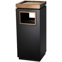 업소용 스탠드 재떨이 건물 야외 흡연장 선반형 실외, 블랙 골드 측면 샷