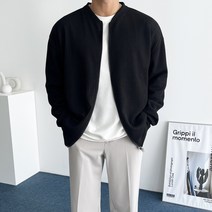 데일트 남자 오버핏 스판 골지 니트 집업 자켓