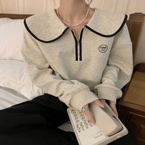 어썸클로젯 러브릴리 라운딩배색카라 데일리 스웻셔츠 맨투맨