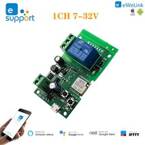 EWeLink Wifi 스마트 스위치 DC 5V-32v 인칭/자동 잠금 무선 릴레이 TUYA 모듈 RF 433MHz 홈 오토메이션, 한개옵션1, 02 Ewelink 7-32V  No RF