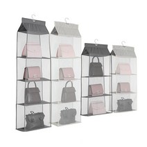 행거 명품가방정리함 모자보관함 집정리 가방장 진열대 틈새 옷장수납함 다용도 악세사리 핸드백 걸이형 드레스룸, 3단, 베이지